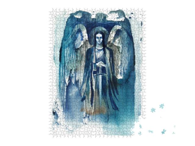 Puzzle 1000 Teile „Stehender Engel mit einem Schwert“