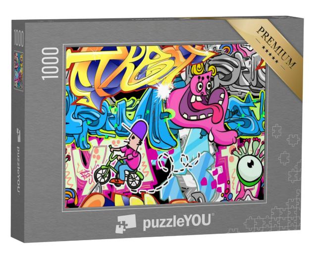 Puzzel 1000 stukjes „Muur, volledig bedekt met graffiti“