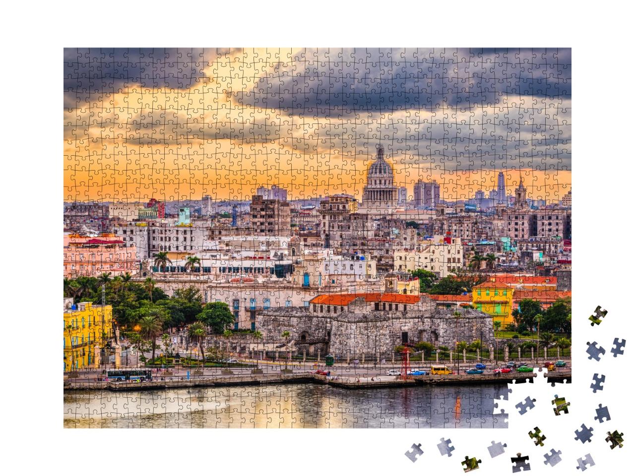 Puzzle 1000 Teile „Abendliche Skyline von Havanna, Kuba“