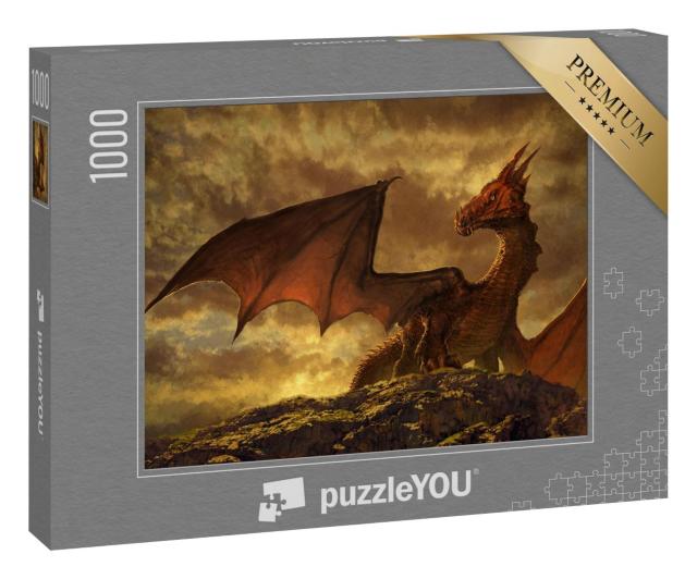Puzzle 1000 Teile „Wunderschöne Fantasy mit einem roten Drachen“