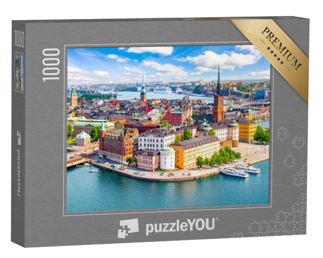 Puzzel 1000 stukjes „Uitzicht op het oude stadscentrum van Stockholm, Zweden“