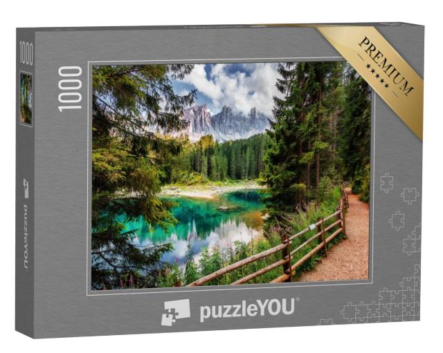 Puzzel 1000 stukjes „Lago di Carezza meer in de Dolomieten, Tirol, Italië“