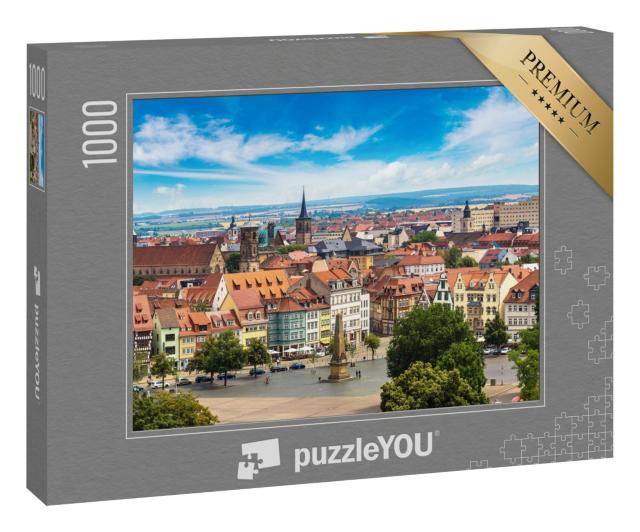 Puzzle 1000 Teile „Luft-Panorama von Erfurt im Sommer, Deutschland“