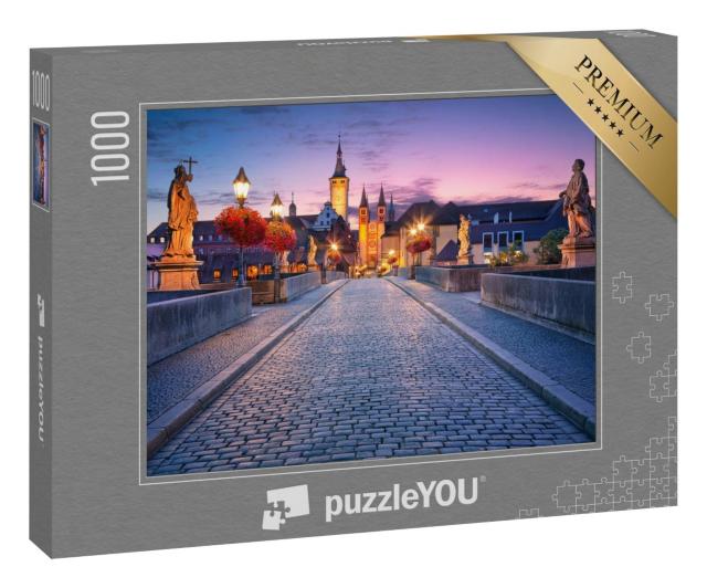 Puzzle 1000 Teile „Abend über der alten Mainbrücke in Würzburg, Deutschland“