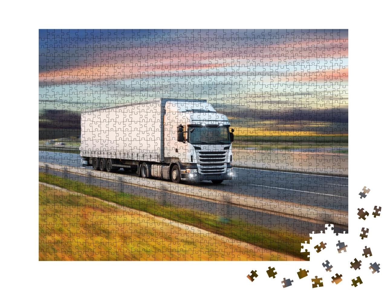 Puzzle 1000 Teile „LKW auf der Autobahn“