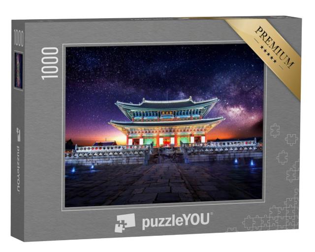 Puzzel 1000 stukjes „Melkweg achter het Gyeongbokgung Paleis, Seoul, Zuid-Korea“