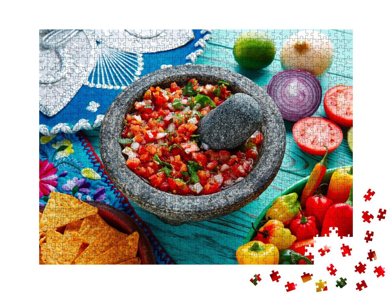 Puzzle 1000 Teile „Pico de Gallo-Sauce aus Mexiko mit Tomate, Koriander und Zwiebel“