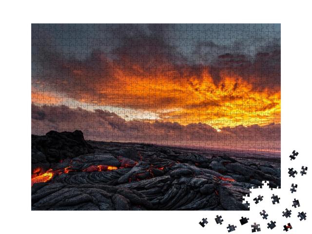 Puzzle 1000 Teile „Sonnenaufgang über der südöstlichen Riftzone des Kilauea-Vulkans“