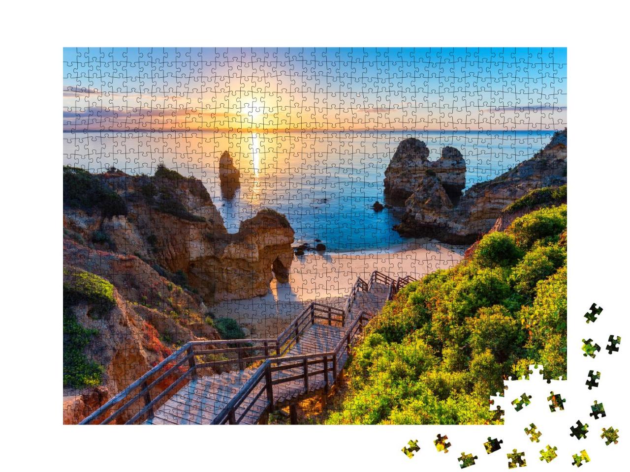 Puzzle 1000 Teile „Praia do Camilo: Strand an der Algarve mit blauem Meer, Portugal“