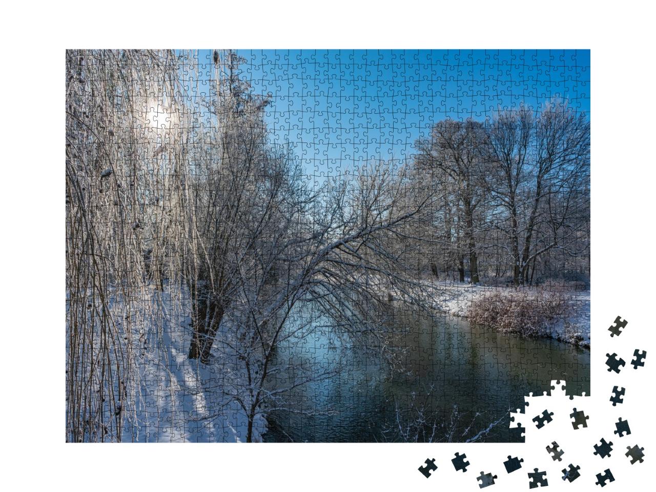 Puzzle 1000 Teile „Sonniger Wintertag an der Spree in Cottbus , Brandenburg“