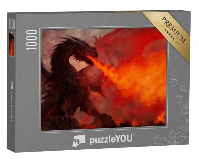 Puzzel 1000 stukjes „Draak met zwarte vleugels“