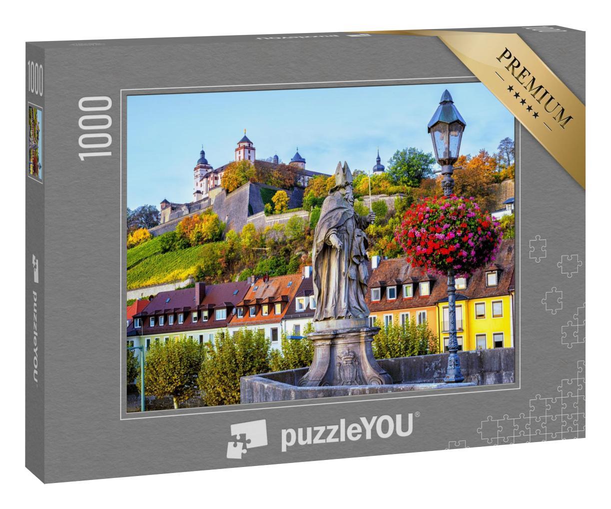 Puzzle 1000 Teile „Festung Marienberg von der Alten Mainbrücke in Würzburg, Bayern“