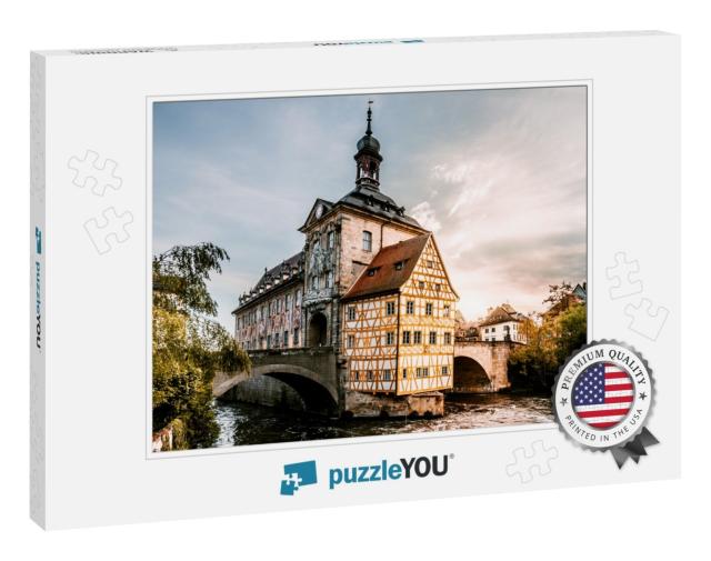 The Radhhaus in Bamberg in the Middle of the River in the... Jigsaw Puzzle