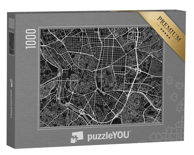 Puzzel 1000 stukjes „De zwart-wit stadsplattegrond van Madrid“