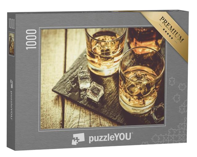 Puzzel 1000 stukjes „Glazen vol whisky met ijs“