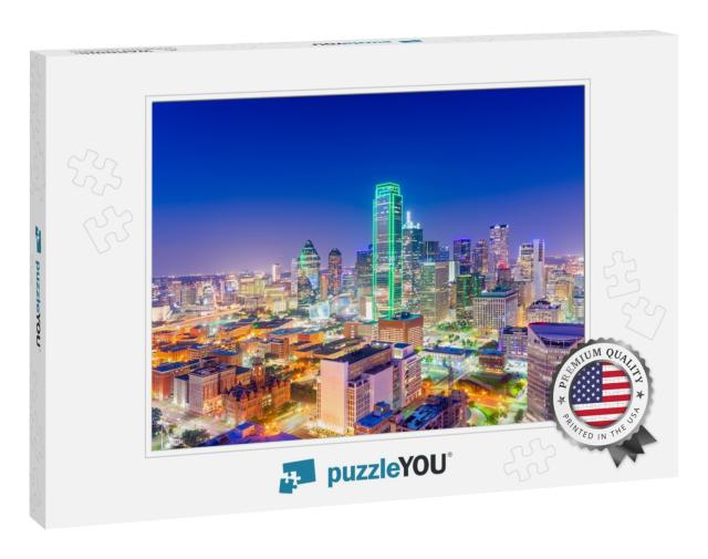 Dallas, Texas, USA Downtown City Skyline At Twilight... Jigsaw Puzzle