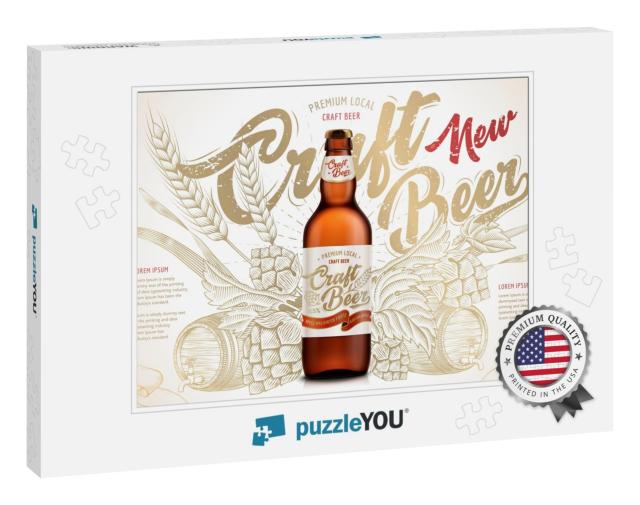 Craft Beer Ads, Exquisite Bottled Beer in 3D Illustration... Jigsaw Puzzle