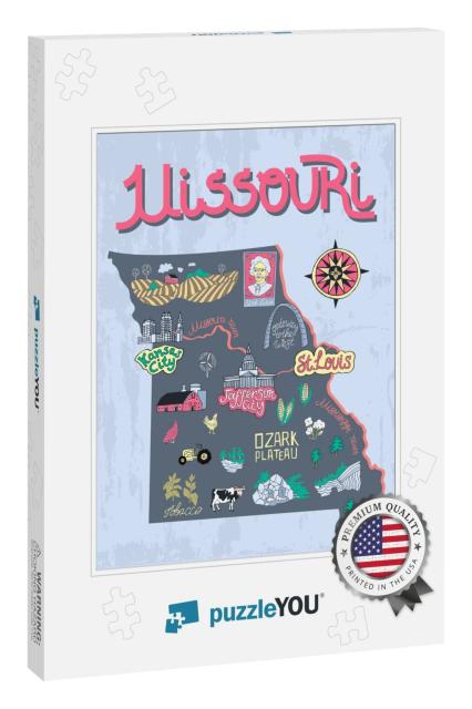 Illustrated Map of Missouri, Usa. Travel & Attractions... Jigsaw Puzzle