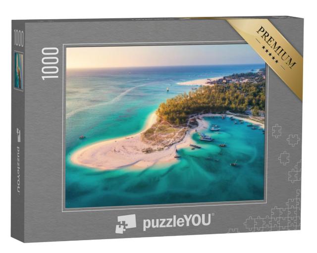 Puzzel 1000 stukjes „Vissersboten op het strand van Zanzibar, Afrika“