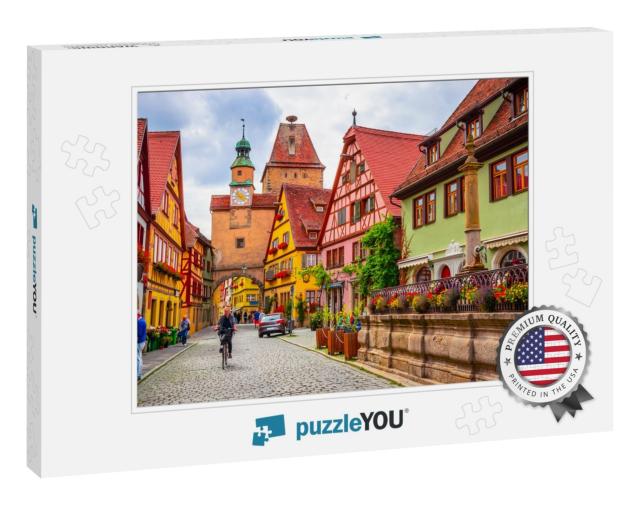 Beautiful Streets in Rothenburg Ob Der Tauber with Tradit... Jigsaw Puzzle