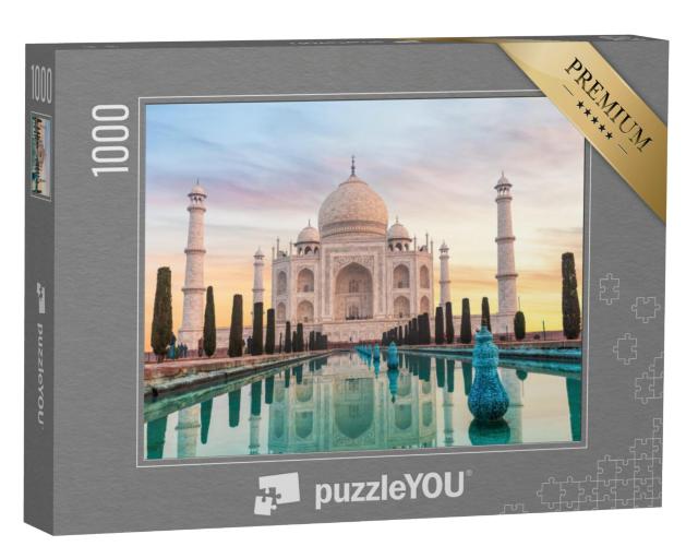 Puzzel 1000 stukjes „Taj Mahal bezichtigen in India“