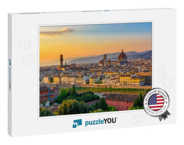 Sunset View of Florence, Palazzo Vecchio & Florence Duomo... Jigsaw Puzzle