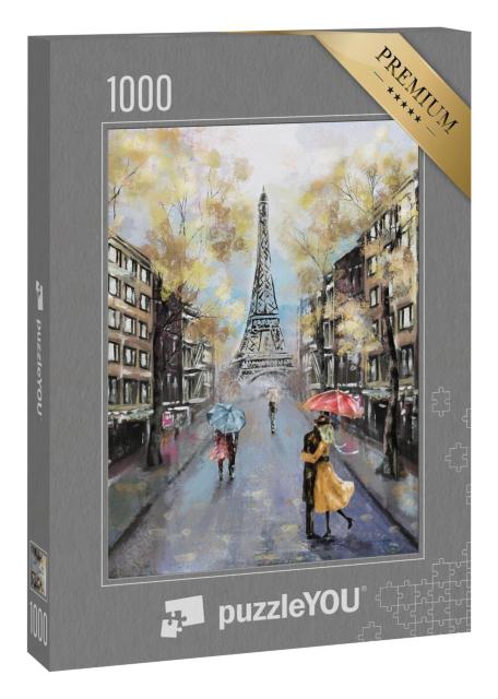 Puzzle 1000 Teile „Ölgemälde: Eine Straße in Paris“