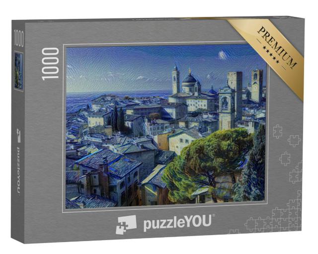 Puzzel 1000 stukjes „in de kunststijl van van Gogh, Sterrennacht - Bergamo, Lombardije, Italië“