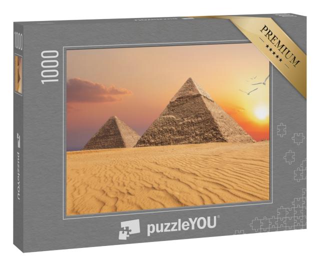 Puzzle 1000 Teile „Chephren-Pyramide und Cheops-Pyramide,  Sonnenuntergang, Gizeh“