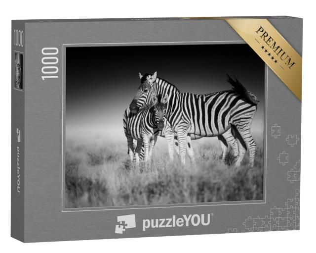 Puzzel 1000 stukjes „Zebra's op de savanne van Etosha, Namibië“