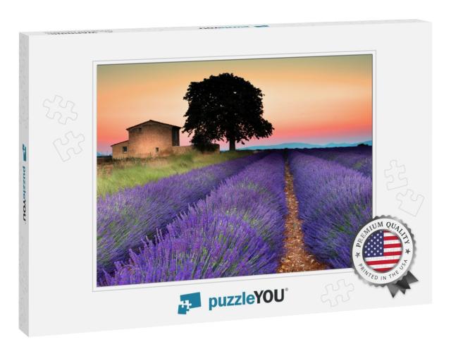 Summer Sunset in Valensole. Provence, France... Jigsaw Puzzle