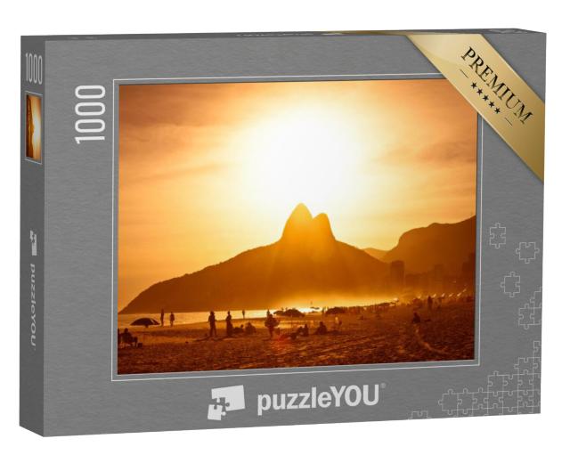 Puzzel 1000 stukjes „Zonsondergang op het strand van Ipanema, Rio de Janeiro, Brazilië“