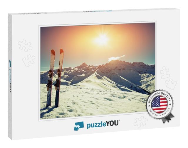 Skis in Snow At Mountains... Jigsaw Puzzle