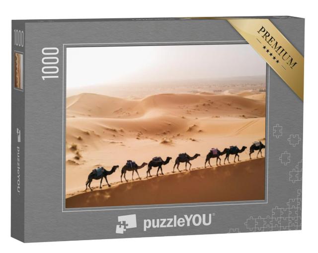 Puzzel 1000 stukjes „Marokko: Kamelenkaravaan in de Sahara, de grootste en heetste woestijn ter wereld“