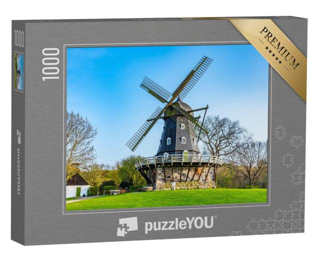 Puzzel 1000 stukjes „Middeleeuwse windmolen bij het kasteel van Malmö in Zweden“