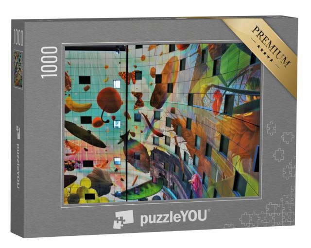 Puzzel 1000 stukjes „De markthal in het centrum van Rotterdam staat bekend om het kleurrijke ontwerp van het plafond“