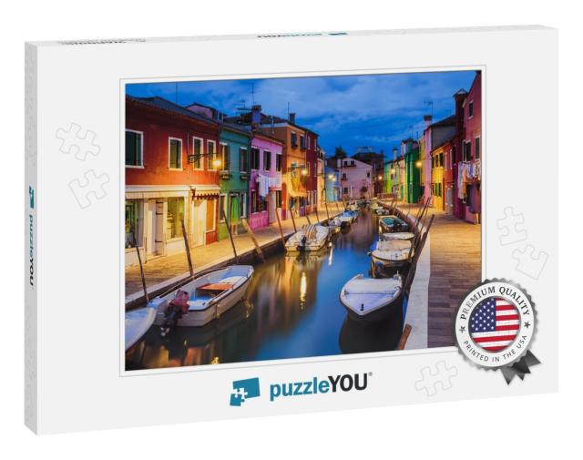 Colorfully Painted Houses Facade on Burano Island in Even... Jigsaw Puzzle