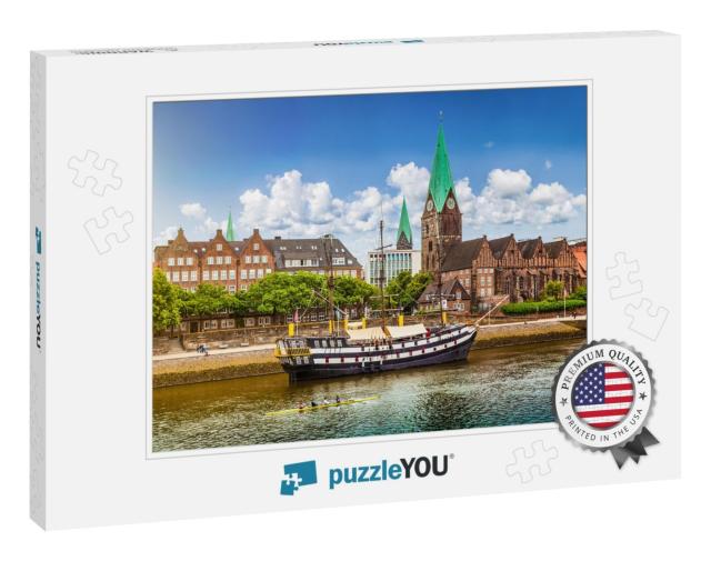 Historic Town of Bremen with Old Sailing Ship on Weser Ri... Jigsaw Puzzle