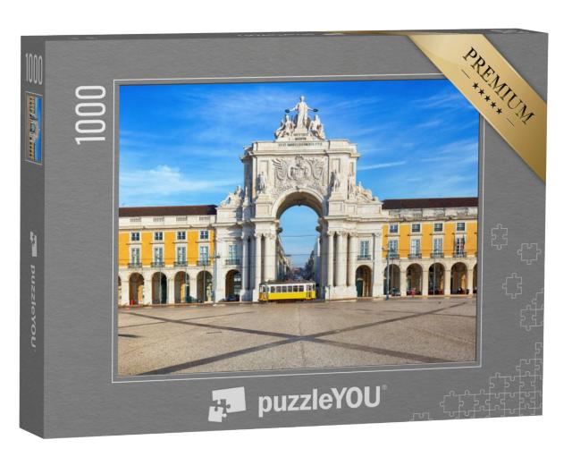 Puzzel 1000 stukjes „Praca do Comercio met gele tram, Lissabon, Portugal“