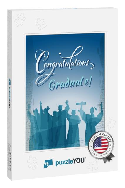 Congratulations Graduate Text with Silhouettes in... Jigsaw Puzzle