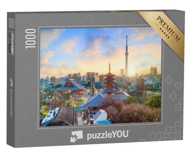 Puzzel 1000 stukjes „Skyline van Tokio met Senso-ji tempel en Tokyo Skytree“