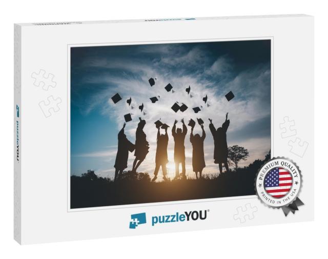 Silhouettes of Students Celebration Education Grad... Jigsaw Puzzle