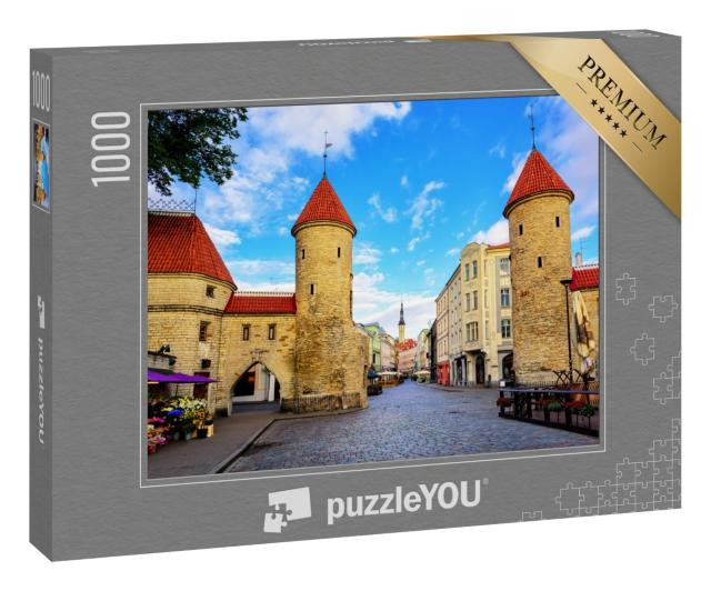 Puzzle 1000 Teile „Zwillingstürme des Viru-Tors in der Altstadt von Tallinn, Estland“