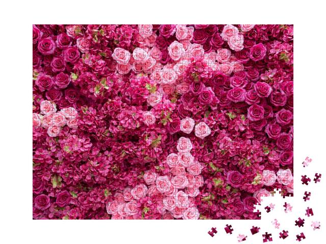 Puzzle 1000 Teile „Hintergrund von roten und rosa Rosen“