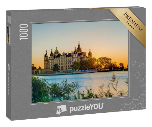 Puzzle 1000 Teile „Sonnenuntergang über dem Schweriner Schloss“