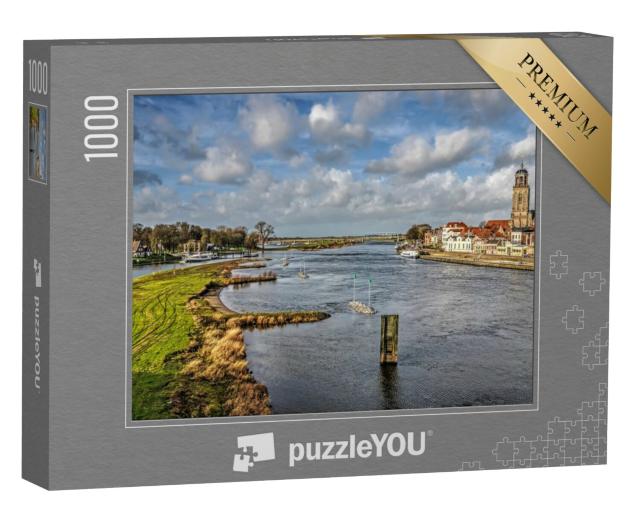 Puzzel 1000 stukjes „Uitzicht op de IJssel en de stad Deventer vanaf de Wilhelminabrug“