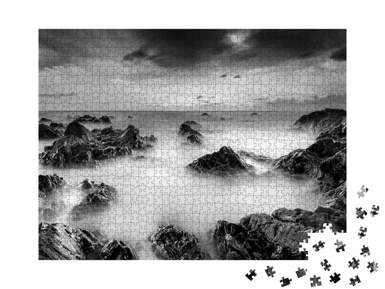 Puzzle 1000 Teile „Meereslandschaft in Schwarz-Weiß“