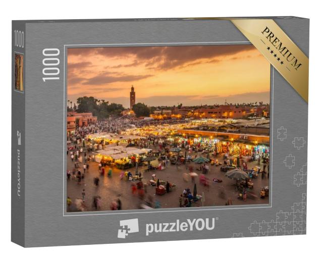 Puzzel 1000 stukjes „Djemaa el-Fna marktplein in de avond, Marrakech, Marokko“