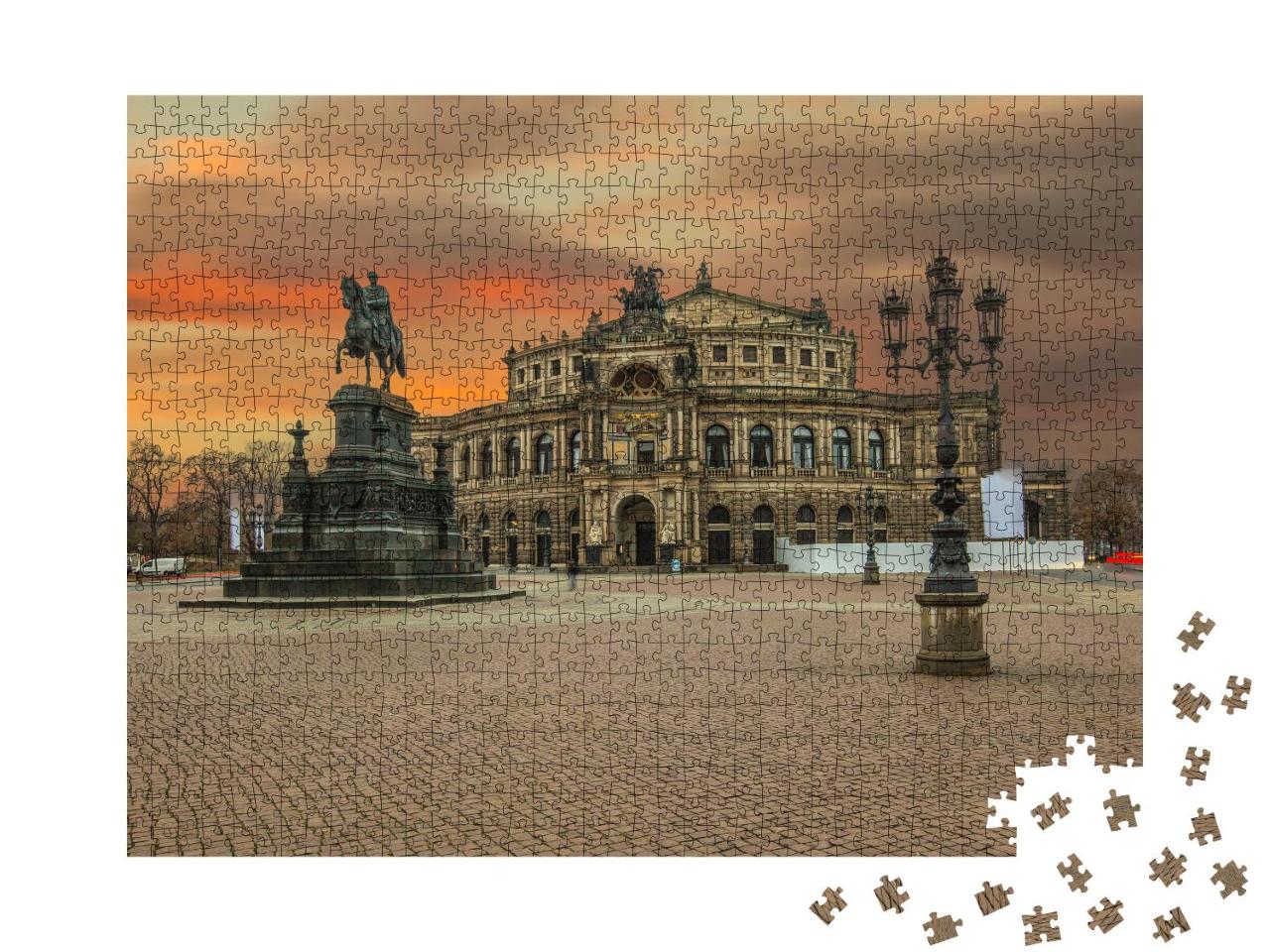 Puzzle 1000 Teile „Semperoper in Dresden, kurz nach Sonnenuntergang“