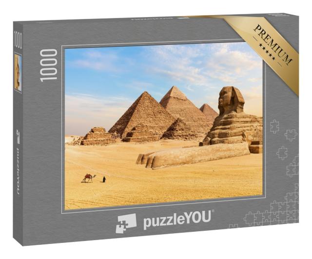Puzzle 1000 Teile „ Pyramiden von Gizeh und die Große Sphinx, Ägypten“